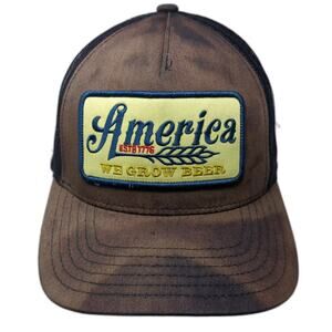 Rural Cloth Trucker Hat Blue One Size Snapback America We Grow Beer Patch Hat